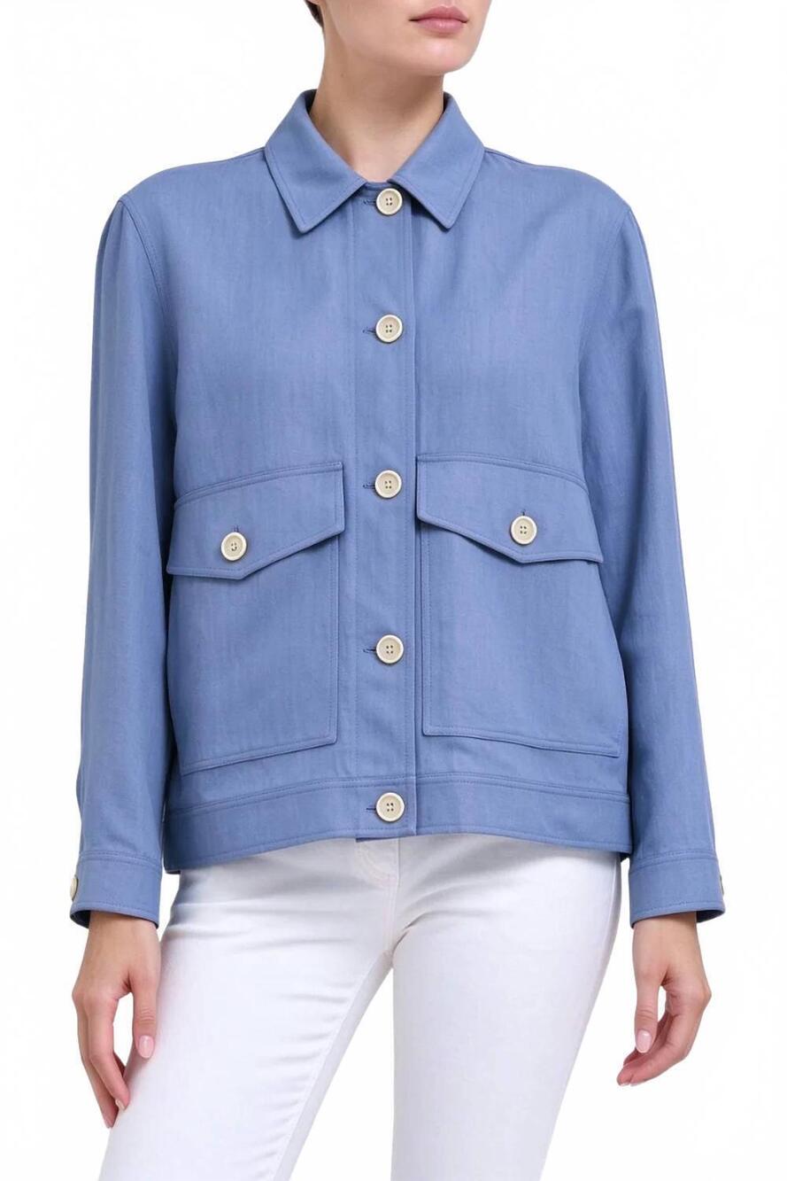 NEW BRUNELLO CUCINELLI women's button-up flap-pocket overshirt linen jacket in l